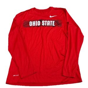 Nike Ohio State Long Sleeve Dri Fit Tee Red Size Medium